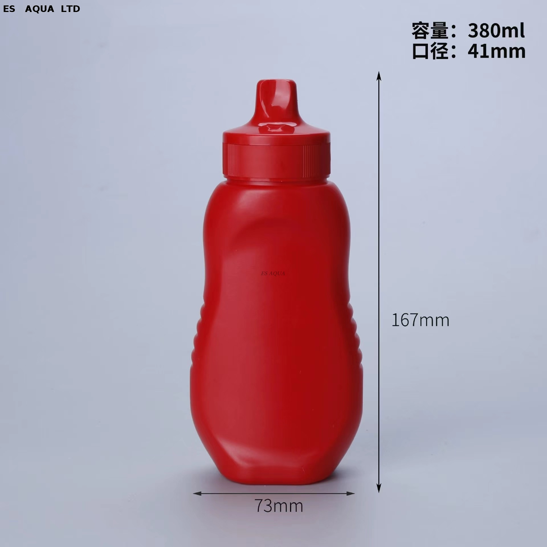 Bouteille de sauce à presser en plastique PE de 380 ml avec coquille